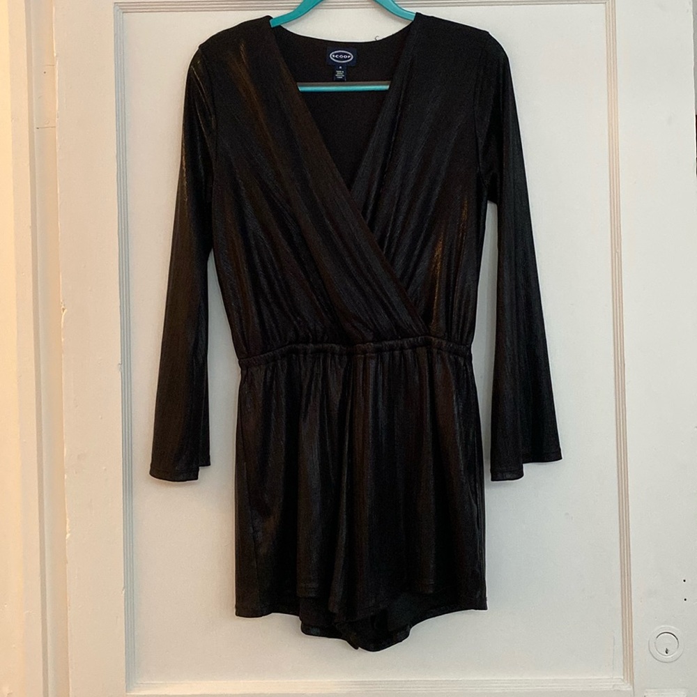 Scoop Black Metallic Romper